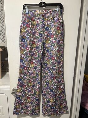 Wrangler Wanderer High Rise Flare Jeans Flower Floral Print Hippie Size 28
